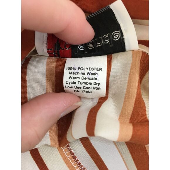 Fire Islander Vintage Womens Brown White Striped Secretary Blouse, Shirt 38 bust - Picture 7 of 8